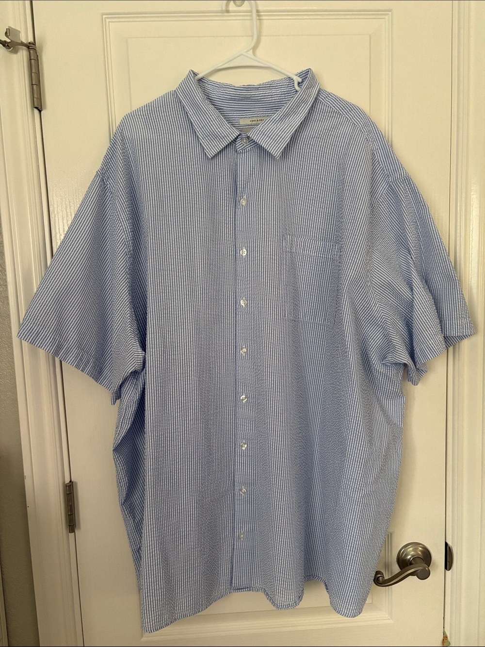 Oak Hill Men's 4XL Cool Dry Textured Striped Short-Sleeve Button-Up Shirt